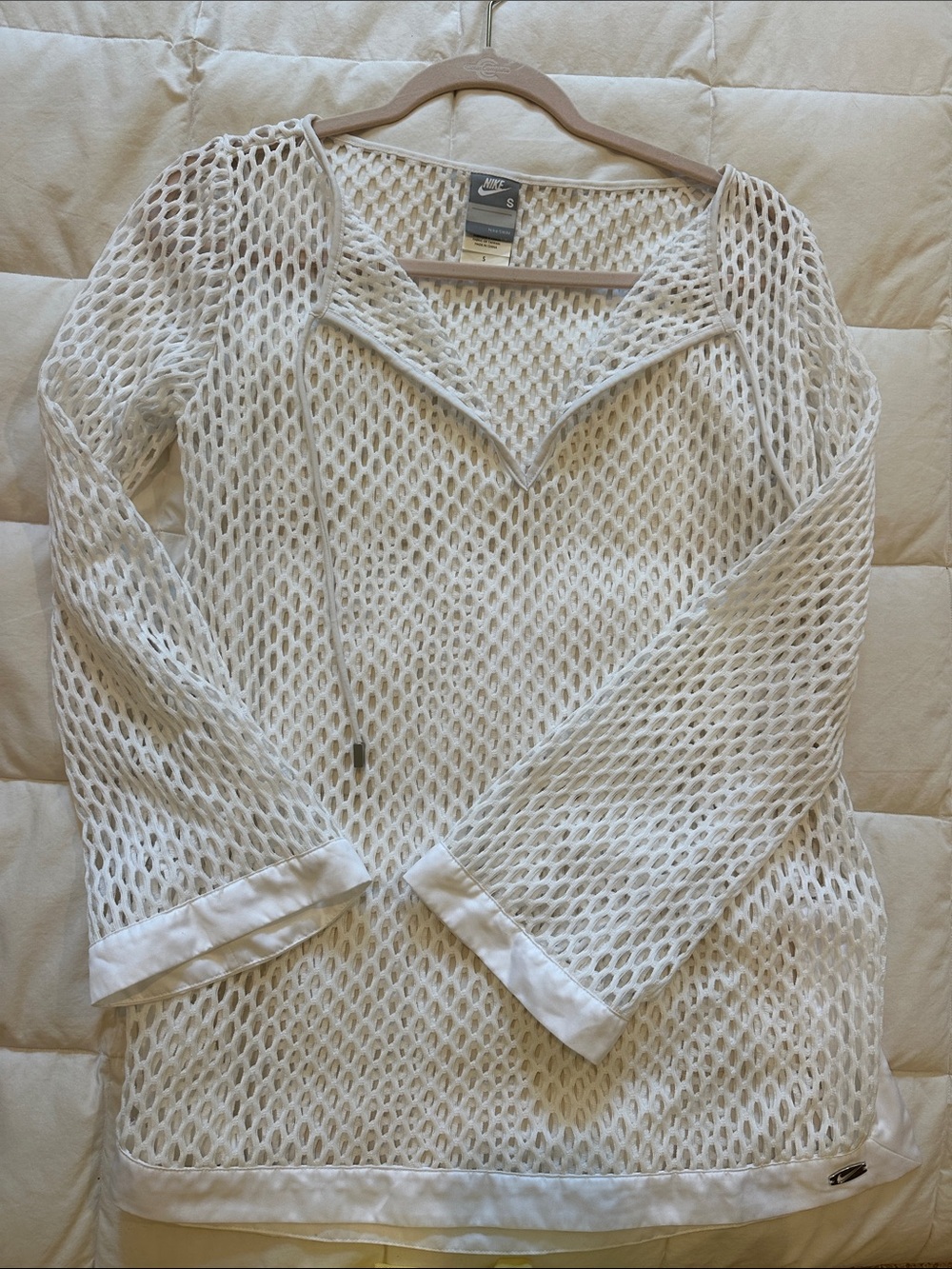 Nike White Open-Knit Mesh Pullover Cover-Up